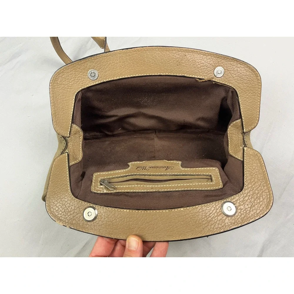 American West Tan Leather Western Satchel Handbag Studded Contrast Stitching